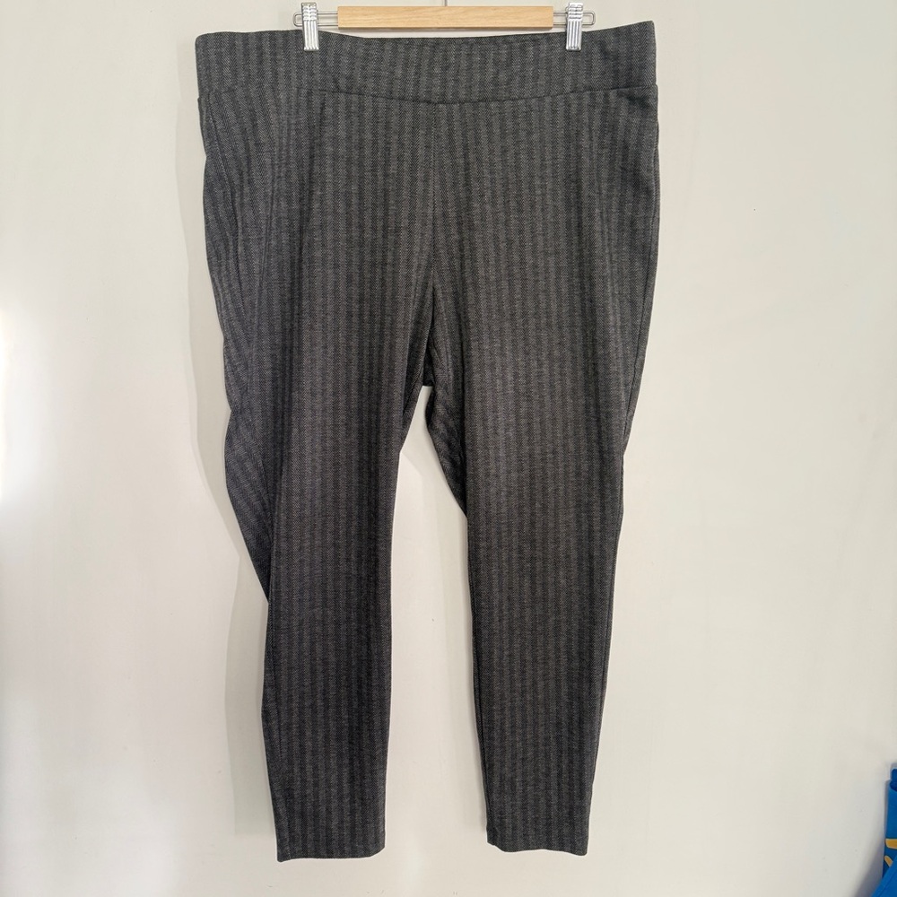 George Womens Legging Gray Herringbone Tweed Pull Up Pants Size 3X